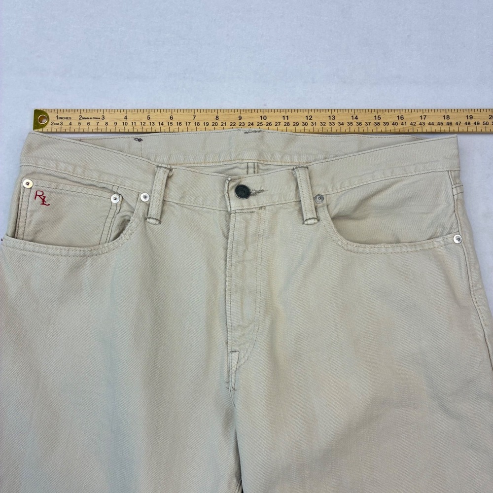 Polo Ralph Lauren Classic Fit Jeans Mens 35x29 Tan Khaki Cotton Denim Straight - Picture 7 of 12